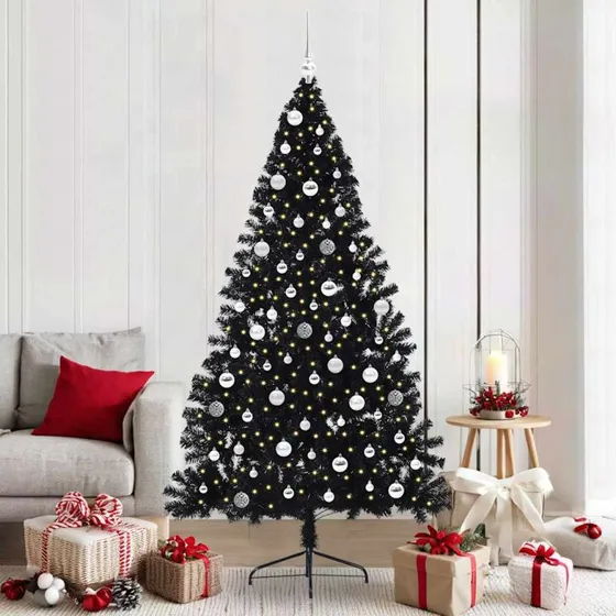 vidaXL Kunstigt Juletræ med 300 LED'er, Sort, 210 cm