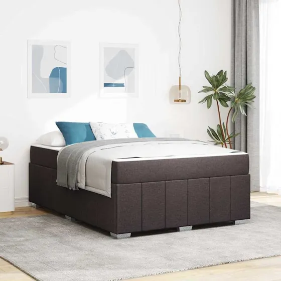 vidaXL Sengestel med madras Mørk Brun 160 x 200 cm