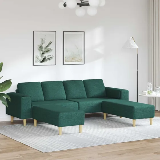 vidaXL Stue Sofa 3 stk. Mørkegrøn Polyester