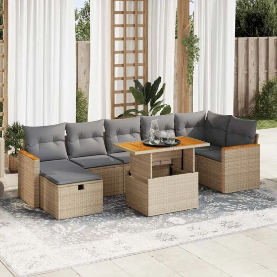 vidaXL havesofasæt 5 dele i beige polyrattan