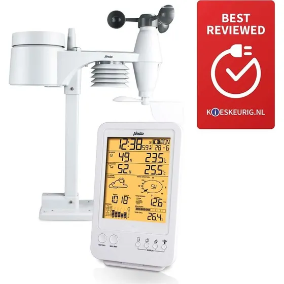 Alecto WS-4800 Professionel Vejrstation med Trådløs Sensor, Hvid