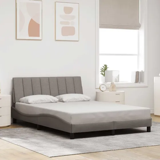 vidaXL sengeramme Hanko 140x190 cm stof gråbrun