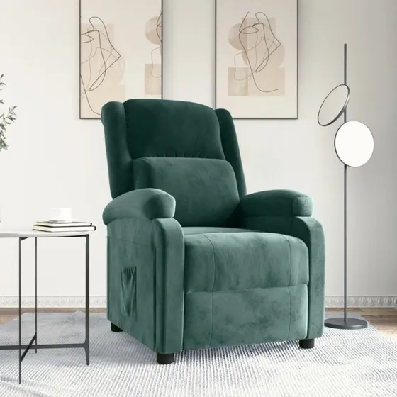 vidaXL lænestol i velour mørkegrøn med manuel recliner