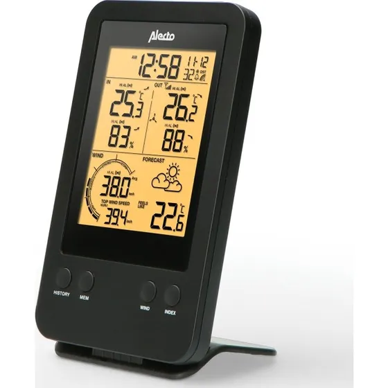 Alecto WS-3400 Professionel Vejrstation med Trådløs Sensor, Sort