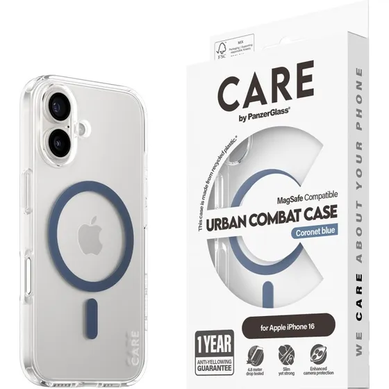 PanzerGlass CARE Flagship MagSafe Cover til iPhone 16 - Blue