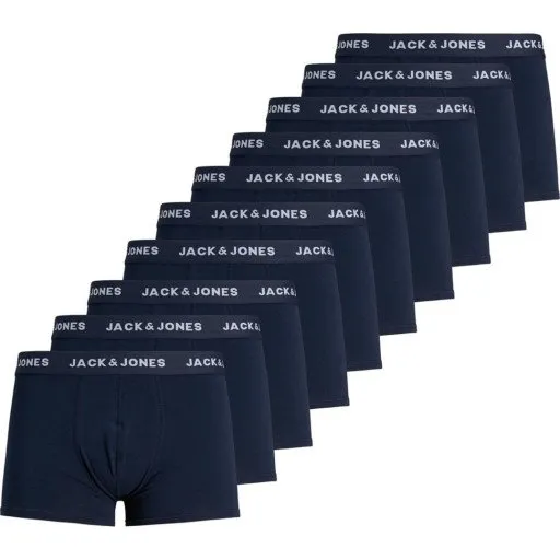 Jack & Jones Solid boxershorts 10-pak, marineblå, str. M