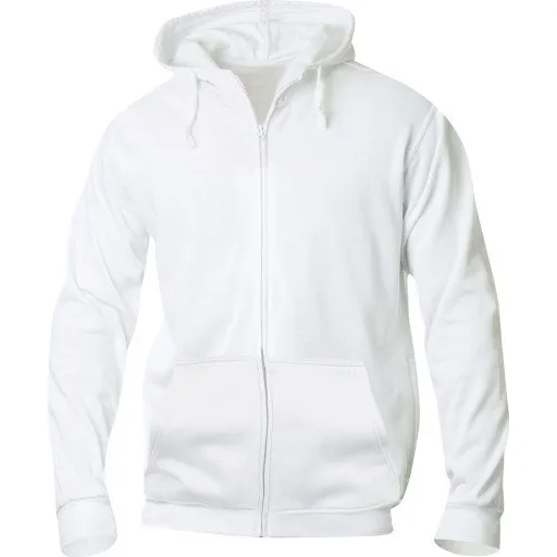 Clique Basic hoodie med lynlås, hvid, 3XL
