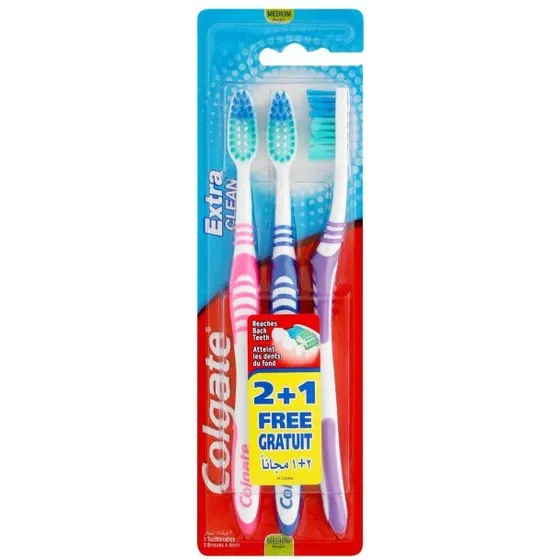 Colgate Extra Clean tandbørster 3 stk. (Medium)