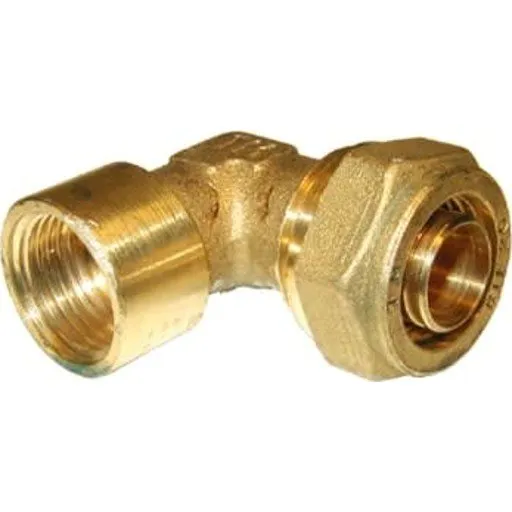 Pex vinkel med muffe, 28 mm x 1" i messing