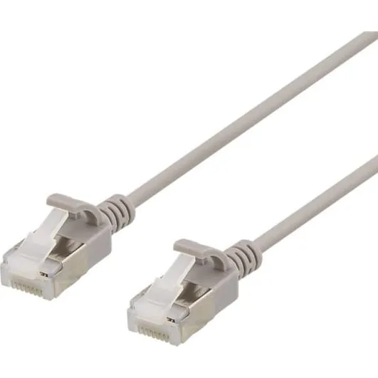 DELTACO U/FTP Cat6a Slim Patchkabel, 1m, Grå