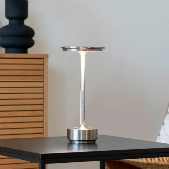 Bromma Lyneham LED Bordlampe - Sølv Aluminium, Genopladelig