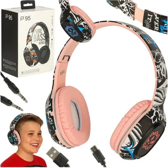 Trådløse On-Ear Hovedtelefoner med RGB-lys og 50 mm elementer