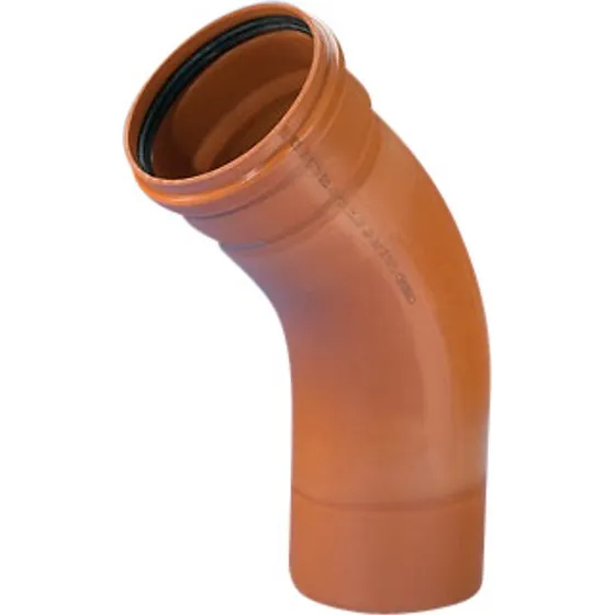 Wavin PVC bøjning 45° 250mm med muffe og tætningsring