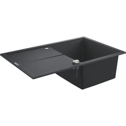 Grohe K400 køkkenvask i sort granit, 78x50 cm med afløbsbakke