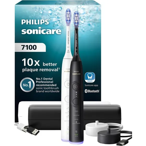 Philips Sonicare 7100 elektrisk tandbørste 2-pak (hvid/sort)