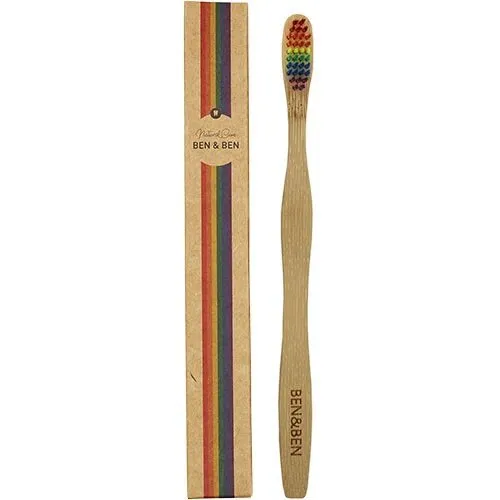 Ben & Anna bambustandbørste – FSC meso bambus, regnbuebørster