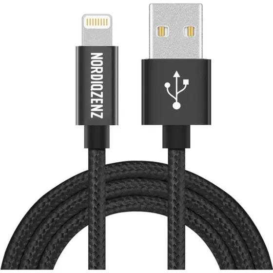 NORDIQZENZ Lightning tekstilkabel, 2 m, sort