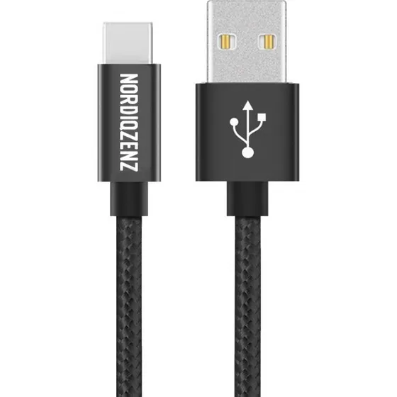 NORDIQZENZ USB-C Tekstilkabel, 50cm, Sort