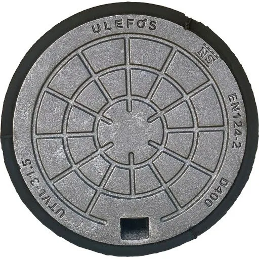 Ulefos dæksel m/pakning, Ø320 mm, 40 ton, SG-jern
