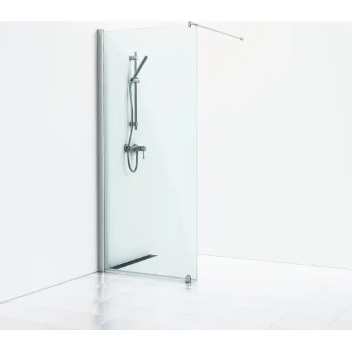 Svedbergs Skoga brusevæg, 80 cm, klart glas, blank aluminium