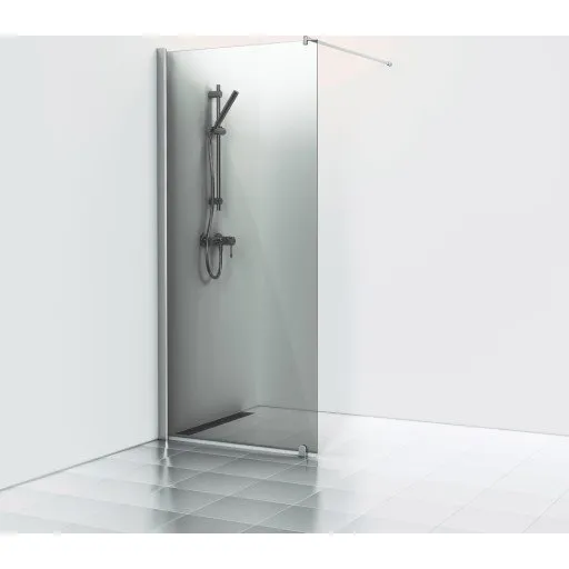 Svedbergs Skoga brusevæg, 80 cm, røgfarvet glas, blank aluminium