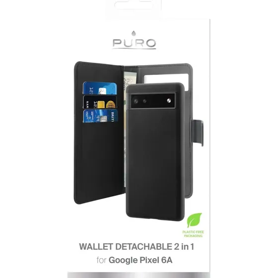 Puro Detachable Wallet Case til Google Pixel 6a, Sort
