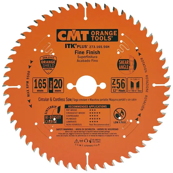 CMT HM Rundsavklinge 165x1,6x20 mm, 56 tænder