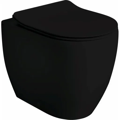 Glomp back-to-wall toilet, uden skyllekant, mat sort
