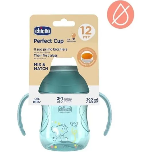 Chicco Perfect Cup 360° Drikkekop med håndtag, 200 ml, Turkis