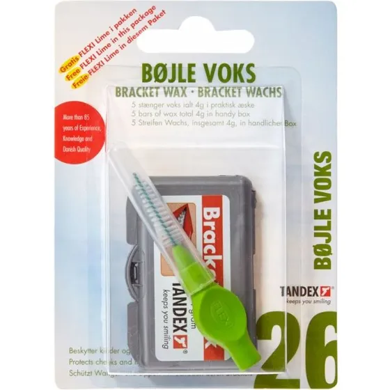 Tandex Bøjlevoks 4 g (5 stænger) inkl. Flexi mellemrumsbørste