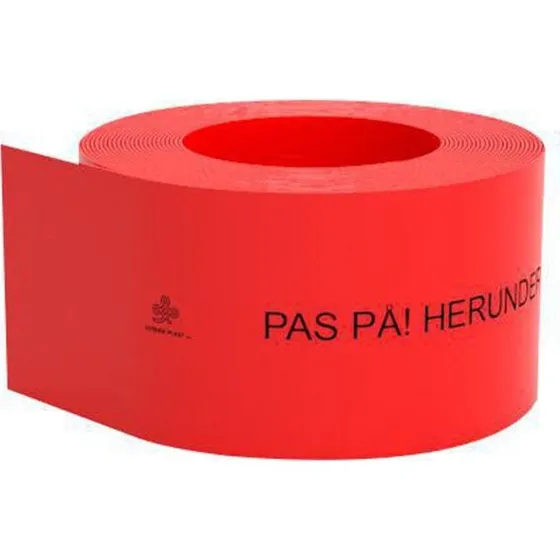 Kabelafdækning rød 100x1,8 mm - Pas på - herunder stærkstrøm - 50 m