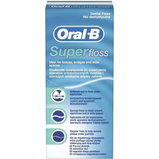 Oral-B SuperFloss 50 stk. – til bøjler, broer og svært tilgængelige tænder