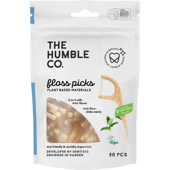 The Humble Co. Floss Picks 2-i-1 Mint 50 stk