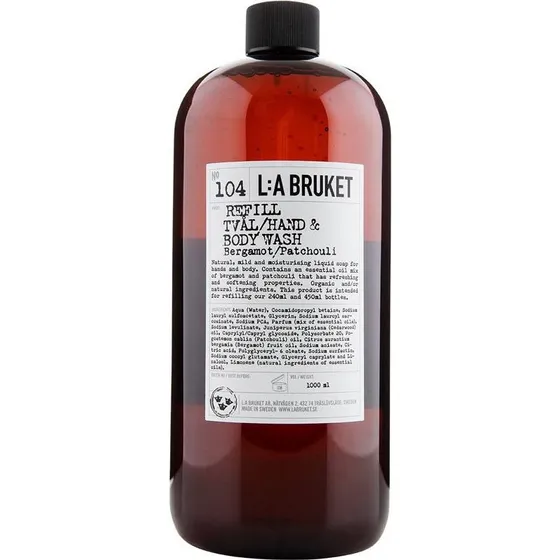L:a Bruket 104 Hand & Body Wash Refill - Bergamot/Patchouli 1000 ml