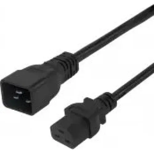 Deltaco Power Cable IEC C20 til C21, High Temp, Sort, 2m