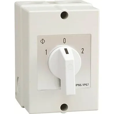 Vendeomskifter 1-0-2 MAX 25A IP67 vægmontering