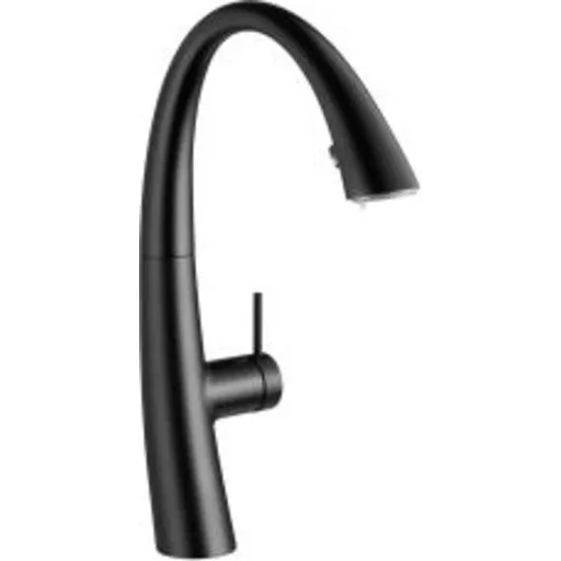 KWC Zoe køkkenarmatur, udtrækstud, mat sort med LED-lys