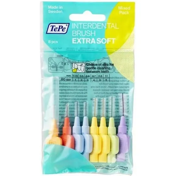TePe Mellemrumsbørste Extra Soft Mixed Pack 8 stk