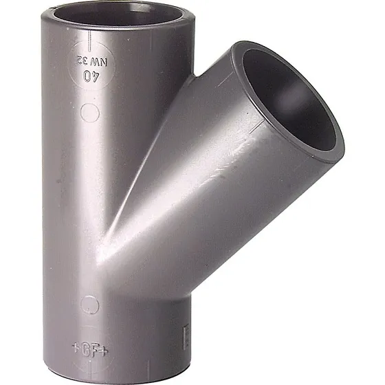 GF PVC Tee 45° 50 mm - Klæbefitting til PVC-rør