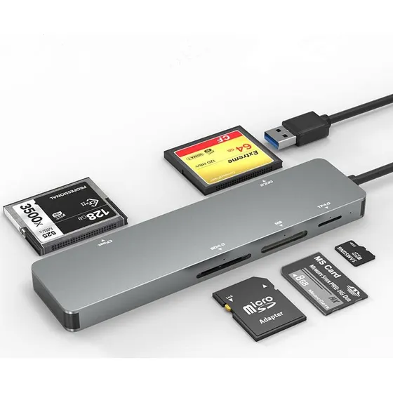 NÖRDIC 5-i-1 USB-A 3.0 Kortlæser - CFast, CF, SD, MicroSD, XD