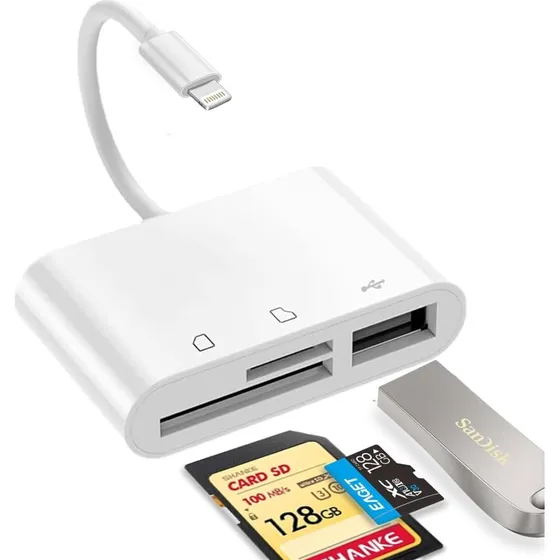 NÖRDIC Lightning kortlæser: SD, MicroSD & USB-A 3.0 UHS-I
