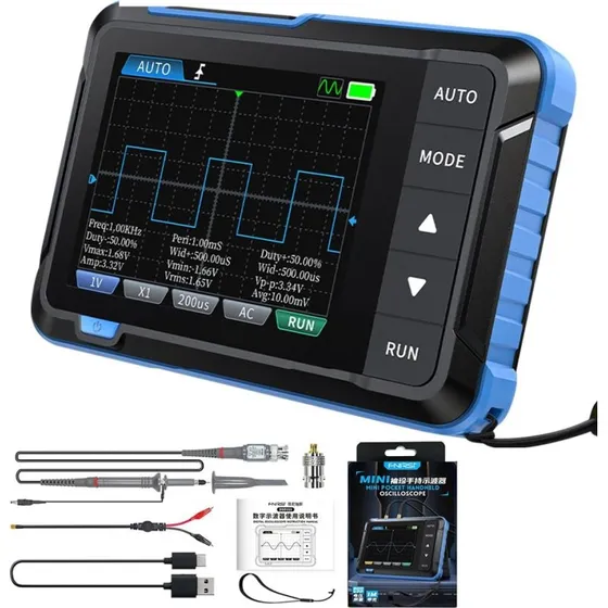 FNIRSI DSO153 2-i-1 Mini-oscilloskop og Signalgenerator, 1MHz