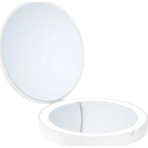 Smedbo Outline Lite taskespejl med lys, Ø12 cm, hvid