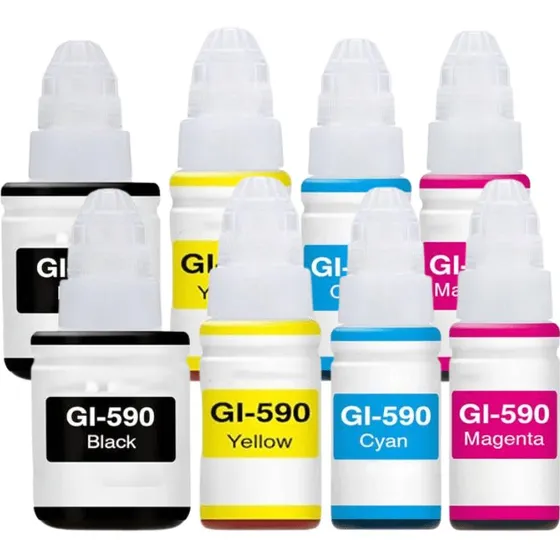 Canon GI-590 Blækrefill-sæt - 4 farver (2x BK-C-M-Y) - 690 ml