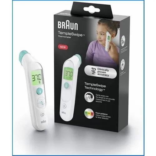 Braun TempleSwipe BST200 Infrarød Pandetermometer, Farvekodet, Hvid