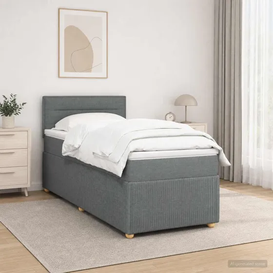 vidaXL Boxmadras med topmadras Mørkegrå 90 x 200 cm