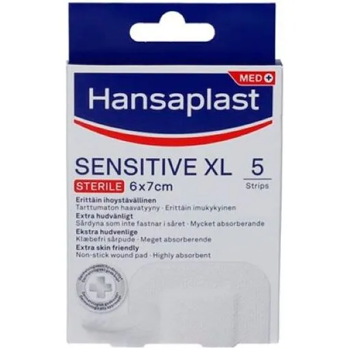 Hansaplast Sensitive XL 6x7 cm, 6 stk