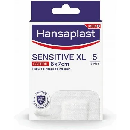 Hansaplast Med+ Sensitive XL sterile plastre 6×7 cm, 5 stk