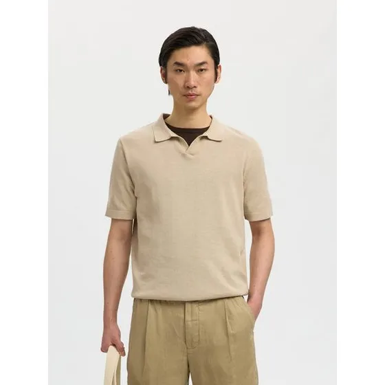 Slhmattis Selected SS Linen Blend Open Polo
