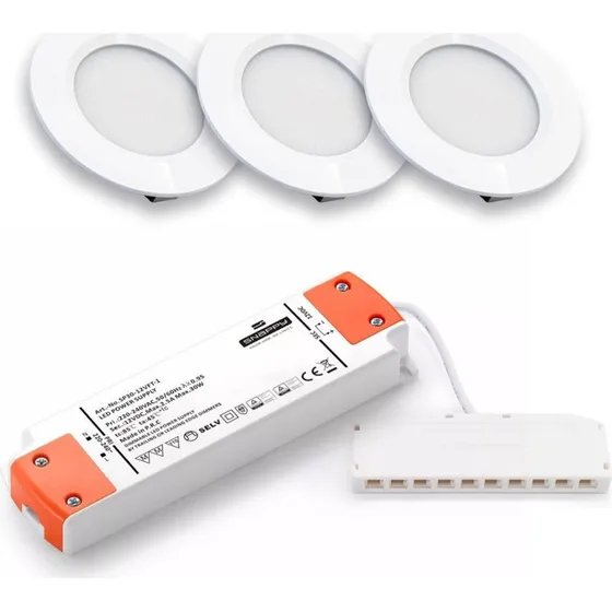 LEDlife Reco68 Møbelspot Sæt - 3 stk. Mat Hvid, inkl. Driver
